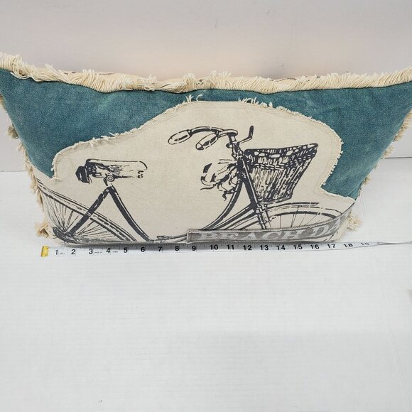 Decorative Primitives By Kathy Beach Day Bicycle Throw Pillow 19" X 12" Cotton & - Picture 4 of 6